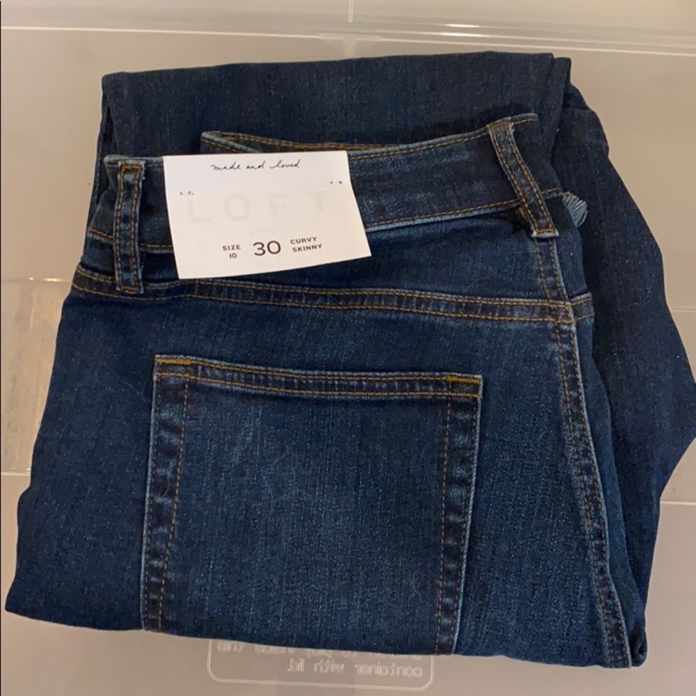 Loft curvy skinny jeans with fringe detail